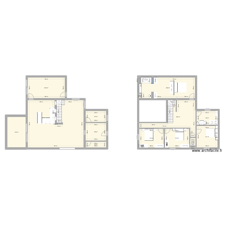 Maison. Plan de 15 pièces et 222 m2