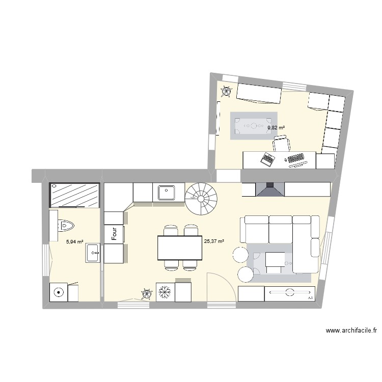 Plan d'implantation n2. Plan de 3 pièces et 41 m2