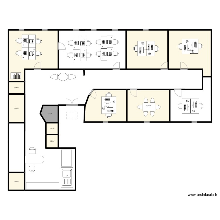 Plan Turbigo Aménagé 2. Plan de 11 pièces et 130 m2