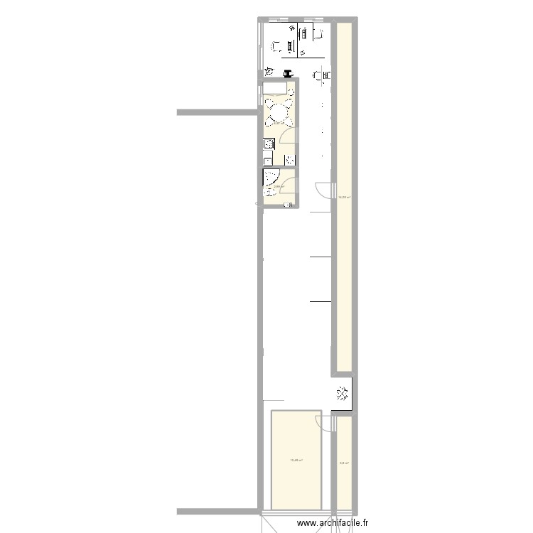 2AVs. Plan de 5 pièces et 40 m2