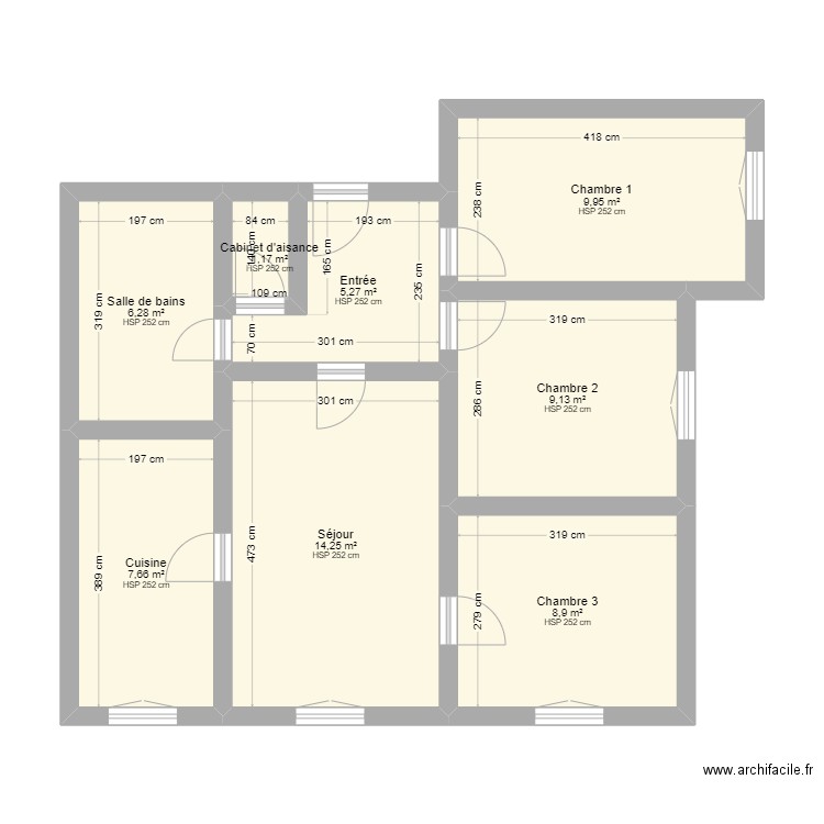 Parc Noue 6 porte 25. Plan de 8 pièces et 63 m2