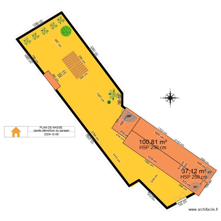 PLAN DE MASSE (après démolition du garage). Plan de 17 pièces et 924 m2