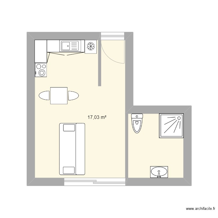 activiter. Plan de 1 pièce et 17 m2