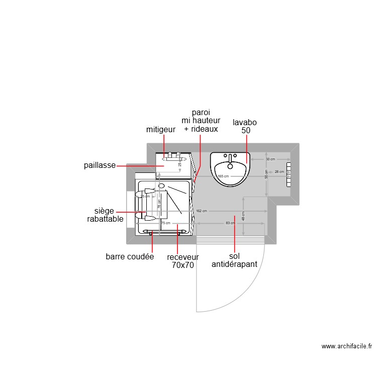 hartman. Plan de 1 pièce et 2 m2