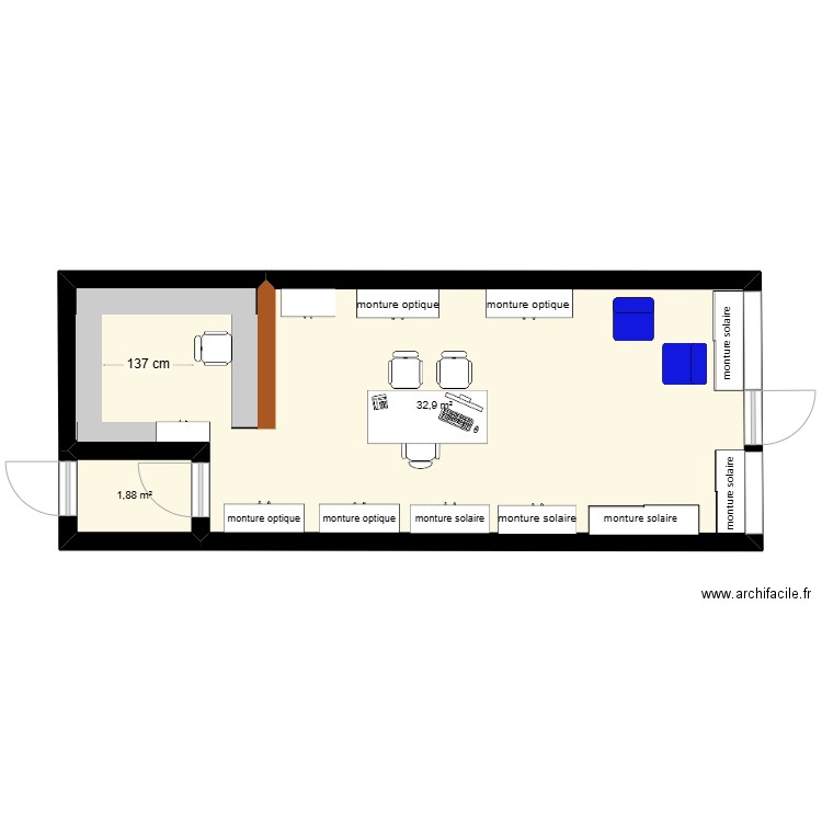 plan magasin vision net . Plan de 2 pièces et 35 m2