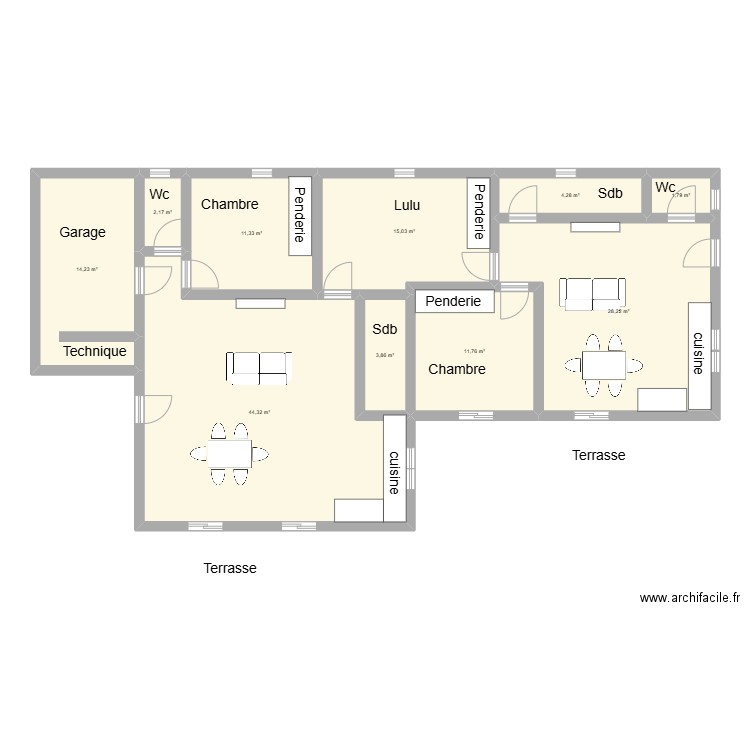 debut maison. Plan de 10 pièces et 137 m2