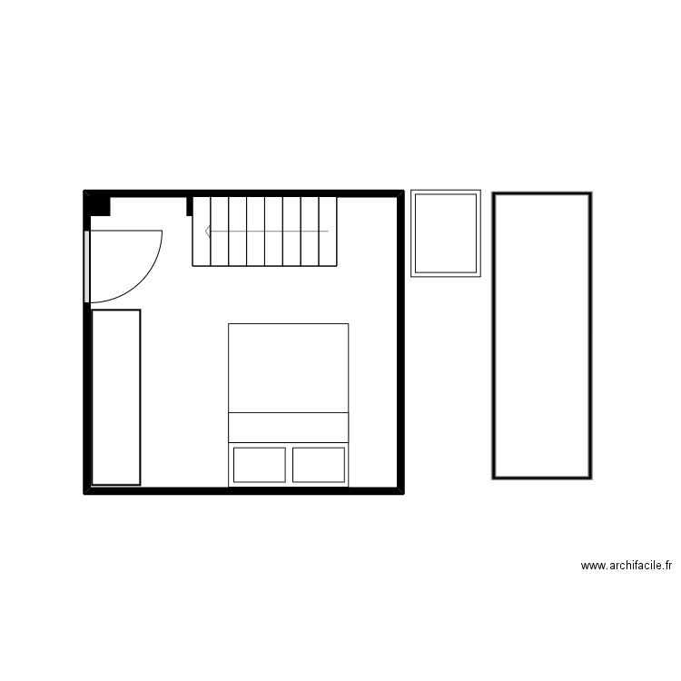 CHAMBRE ADO. Plan de 1 pièce et 12 m2