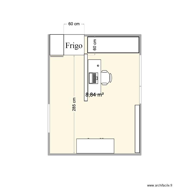 Entrée. Plan de 1 pièce et 9 m2