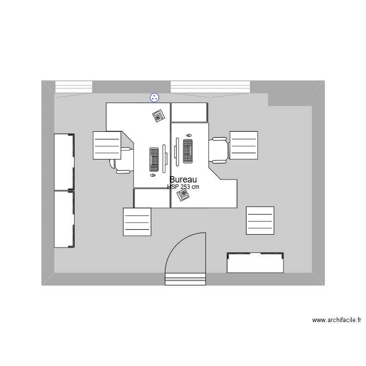 Bureau. Plan de 1 pièce et 20 m2