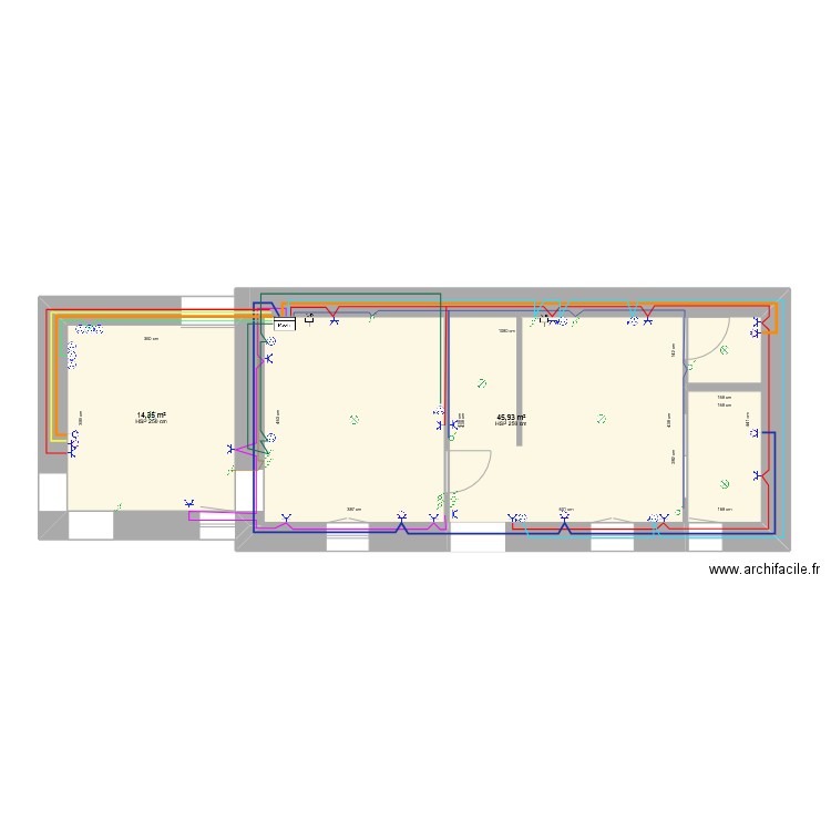 tranche 2_ élec. Plan de 2 pièces et 60 m2