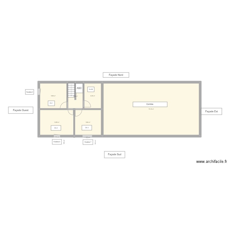 st romain étage. Plan de 6 pièces et 117 m2