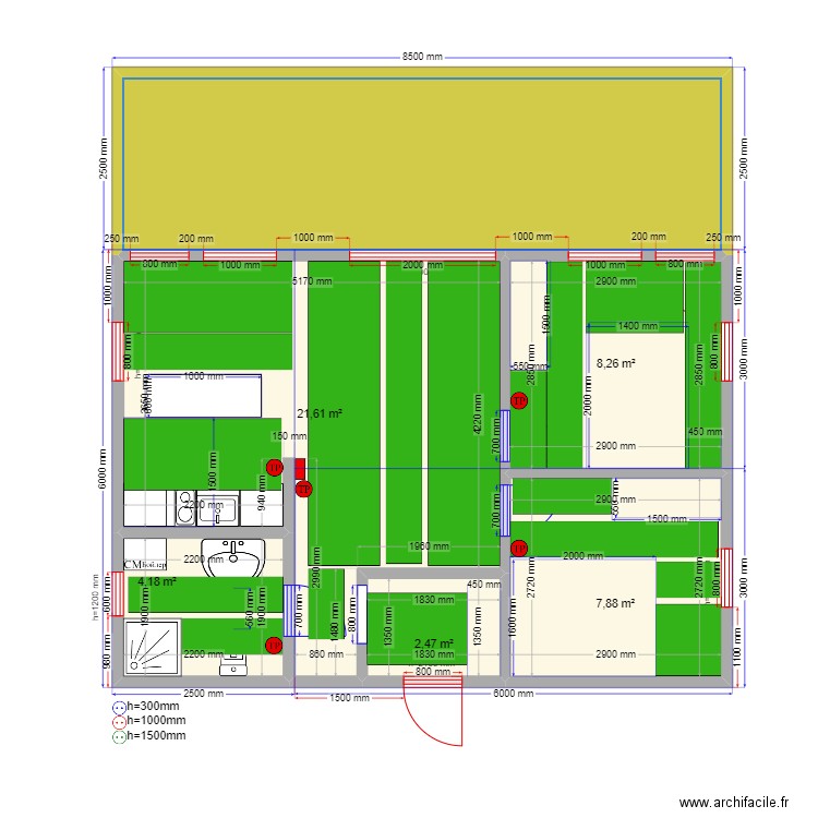 Ольга Калуга ТП. Plan de 6 pièces et 64 m2