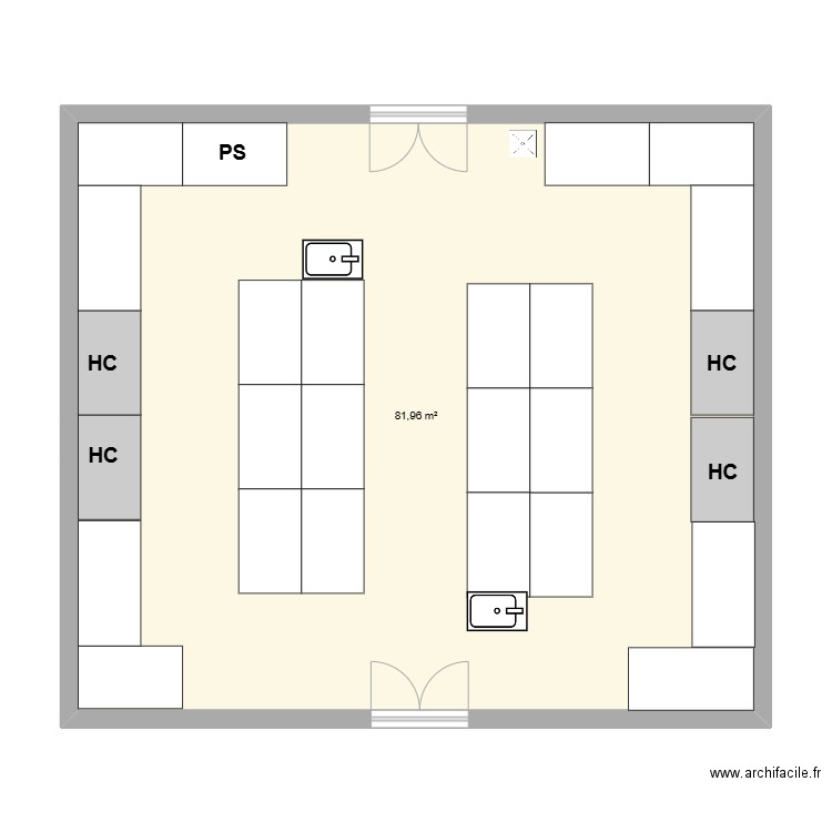 LAbo electrochimie. Plan de 1 pièce et 82 m2