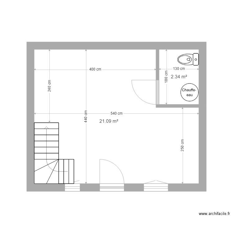 Karen & Eric Rdch. Plan de 2 pièces et 23 m2