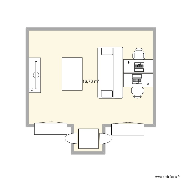 pallier. Plan de 1 pièce et 17 m2