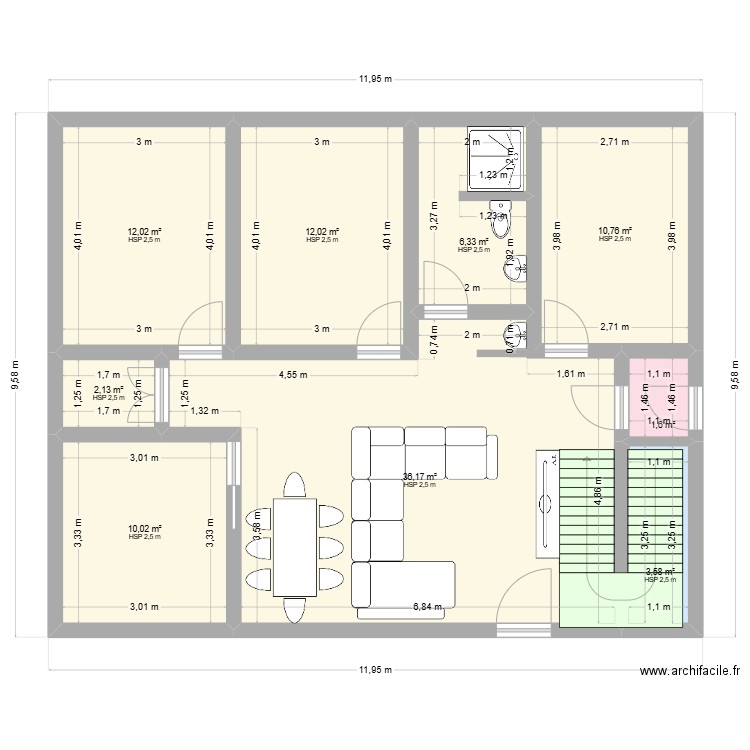 p1-2024-07-28. Plan de 9 pièces et 95 m2