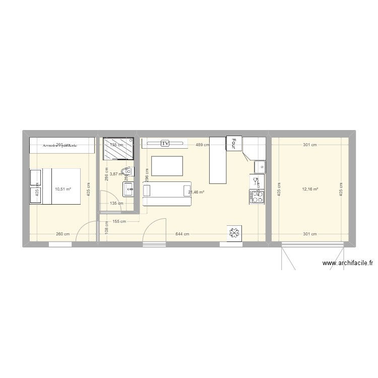 dépendance Domont2. Plan de 4 pièces et 48 m2