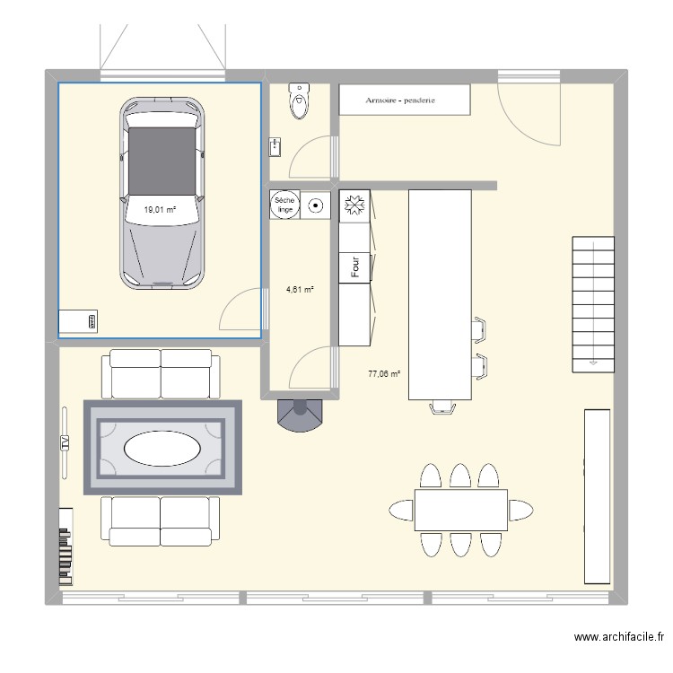 Maison Pornichet. Plan de 3 pièces et 101 m2