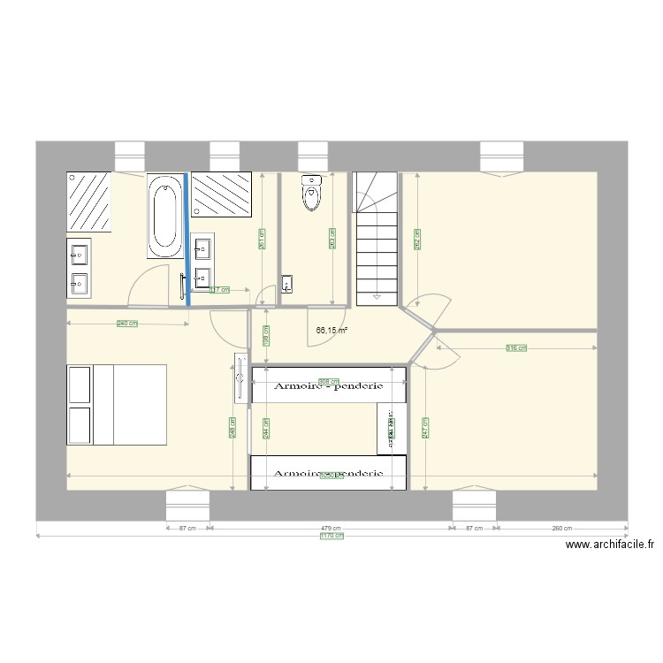 maison elouann 1. Plan de 1 pièce et 66 m2