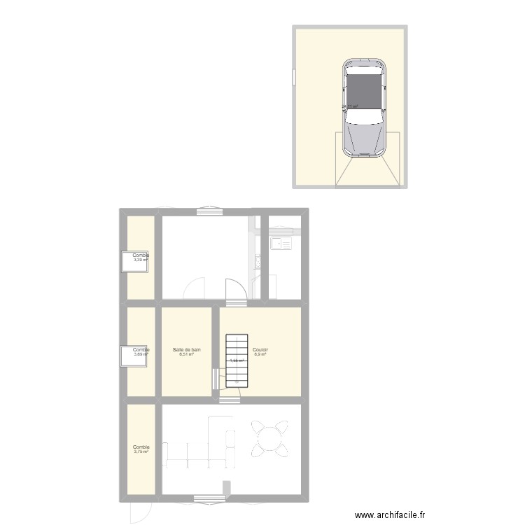 REZ CHAUSSEE VERSION APRES TRAVAUX . Plan de 13 pièces et 94 m2