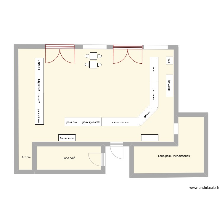 archi. Plan de 3 pièces et 75 m2