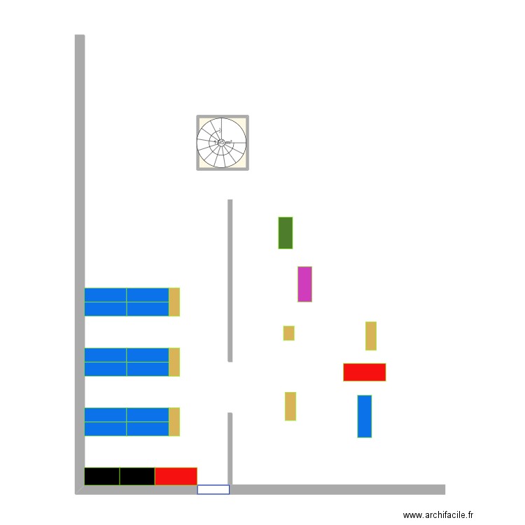 plan RDC Gustave. Plan de 1 pièce et 2 m2