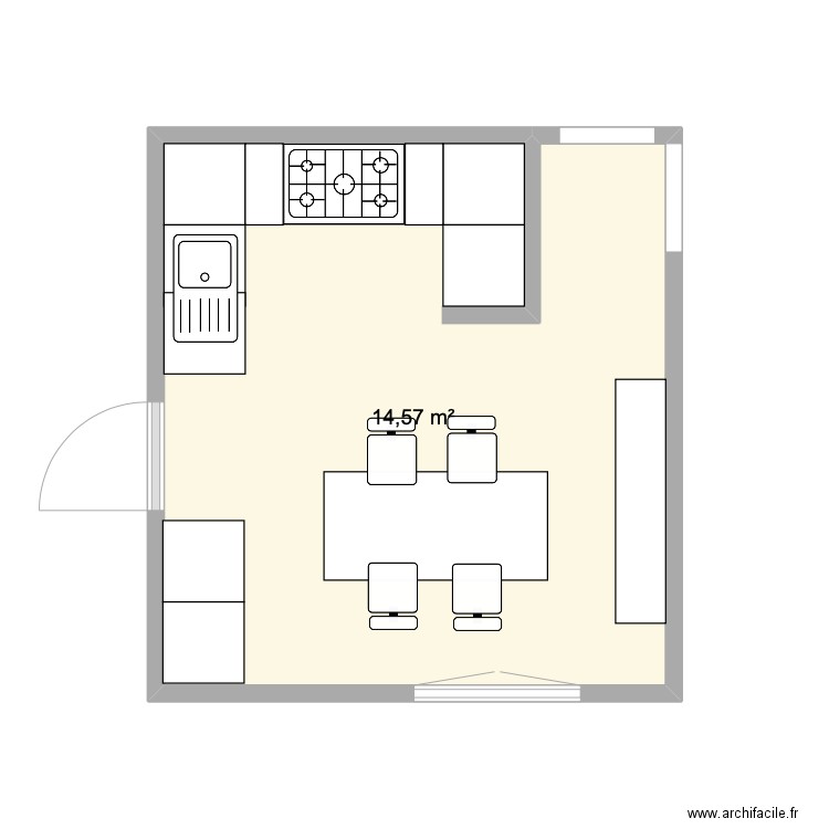 Projet cuisine Wolfisheim. Plan de 1 pièce et 15 m2