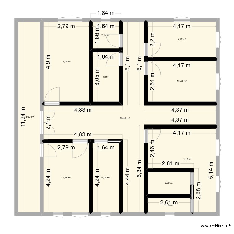 François. Plan de 12 pièces et 126 m2