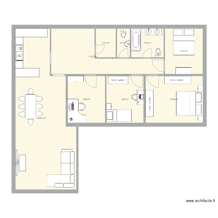 Maison de Ins. Plan de 9 pièces et 118 m2