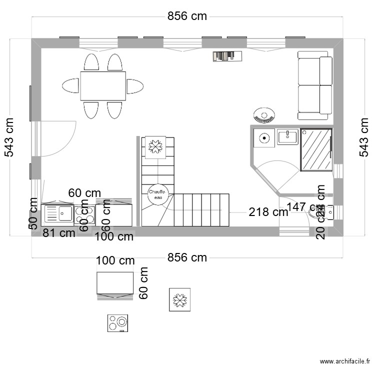 Lançon 2. Plan de 3 pièces et 82 m2