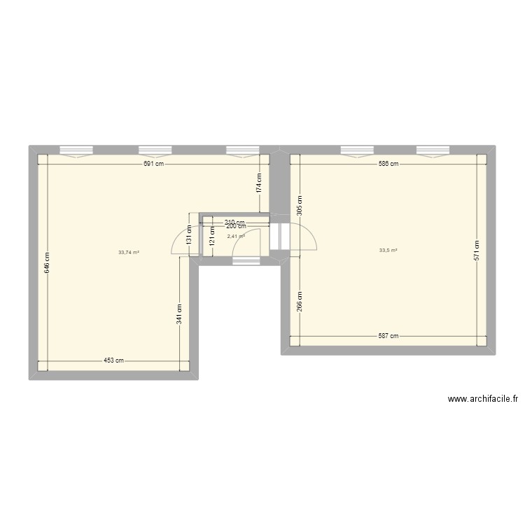 love room. Plan de 3 pièces et 70 m2