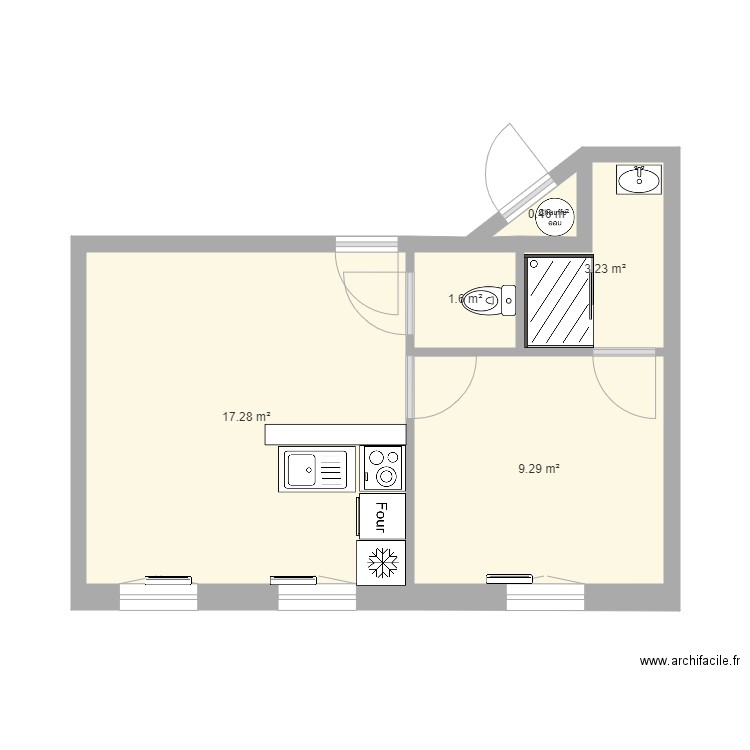 Appartement Valenciennes n°1. Plan de 5 pièces et 32 m2