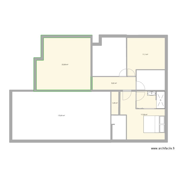 Mournoux. Plan de 6 pièces et 100 m2