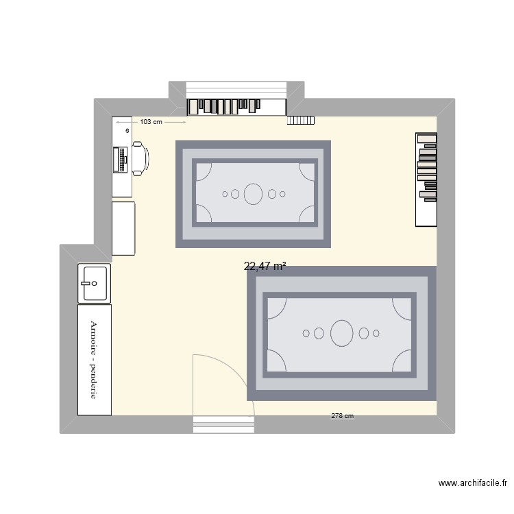 LES GONDS. Plan de 1 pièce et 22 m2