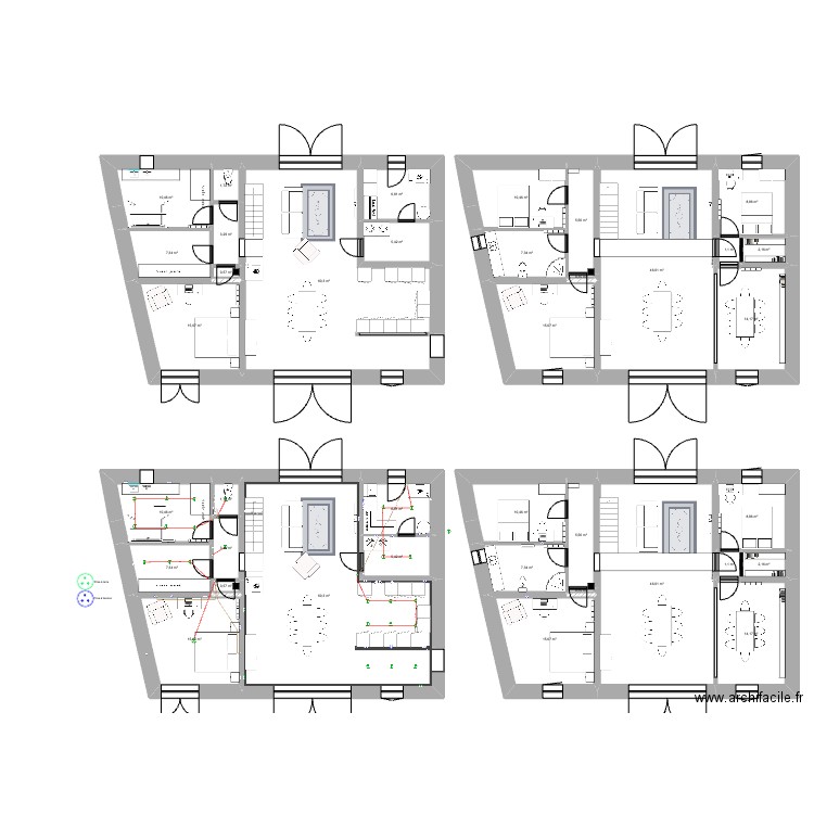 Grange. Plan de 38 pièces et 446 m2