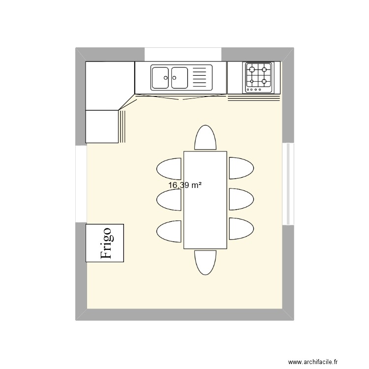 CUISINE. Plan de 1 pièce et 16 m2