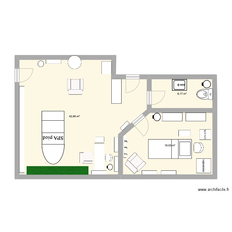 l'atypique Lorient. Plan de 3 pièces et 67 m2