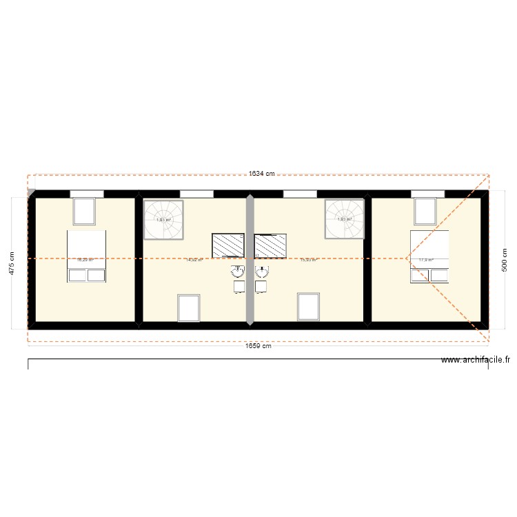 gite boxe. Plan de 10 pièces et 142 m2