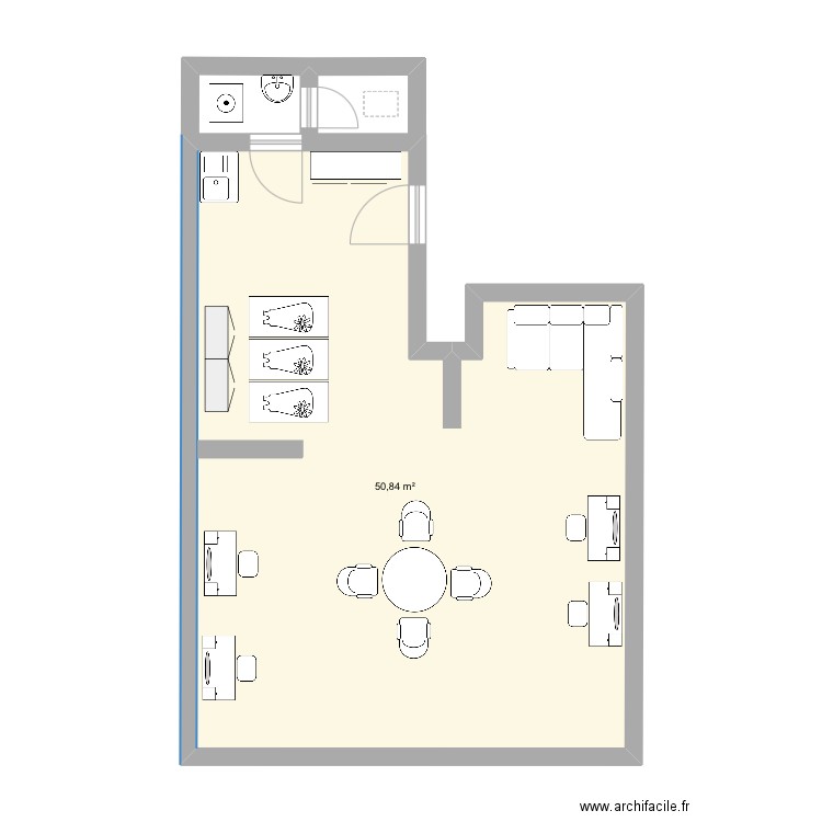 STUDIO1. Plan de 1 pièce et 51 m2