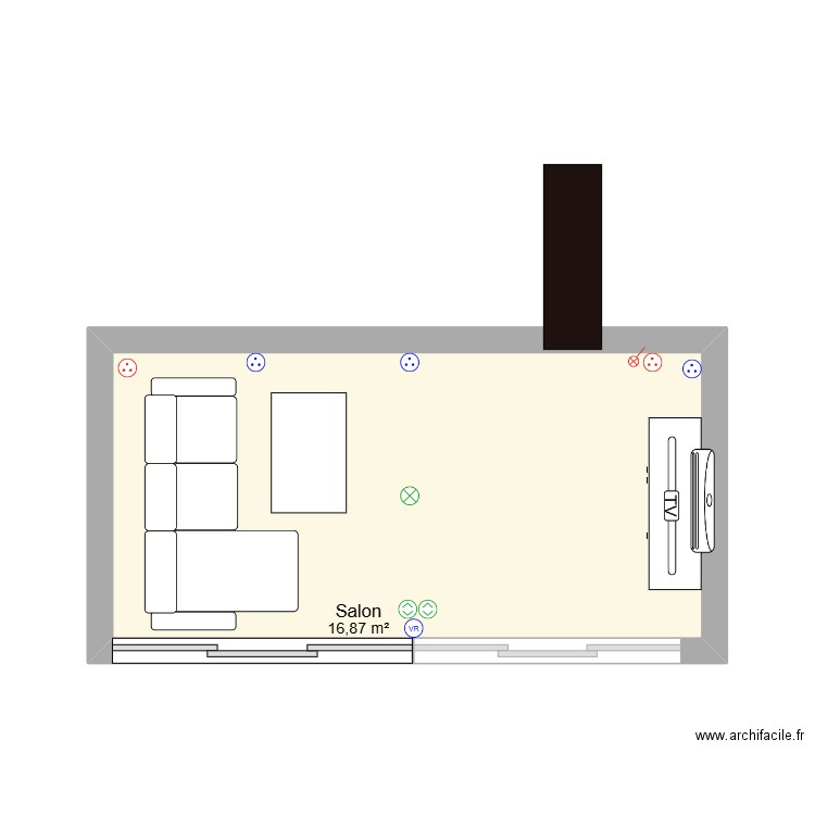 veranda. Plan de 1 pièce et 17 m2