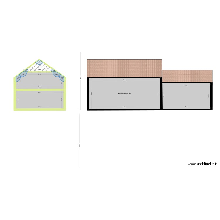 Plan de facade. Plan de 5 pièces et 95 m2