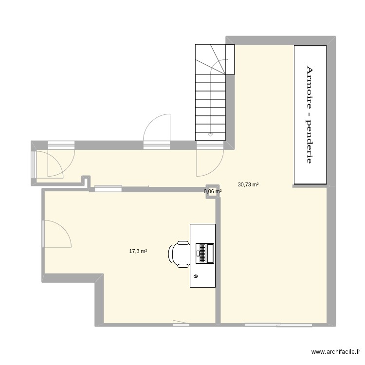 ssol. Plan de 3 pièces et 48 m2