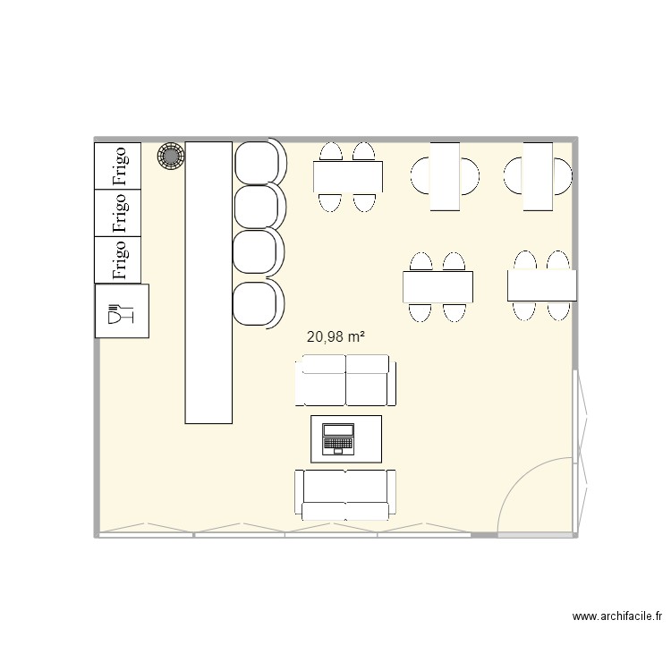 restomoto. Plan de 1 pièce et 21 m2