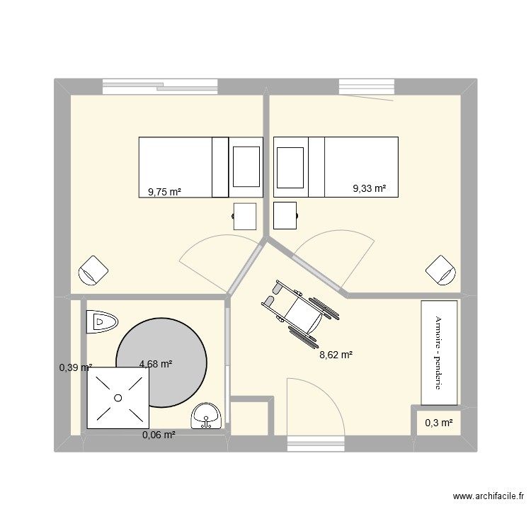 reno chambre. Plan de 7 pièces et 33 m2