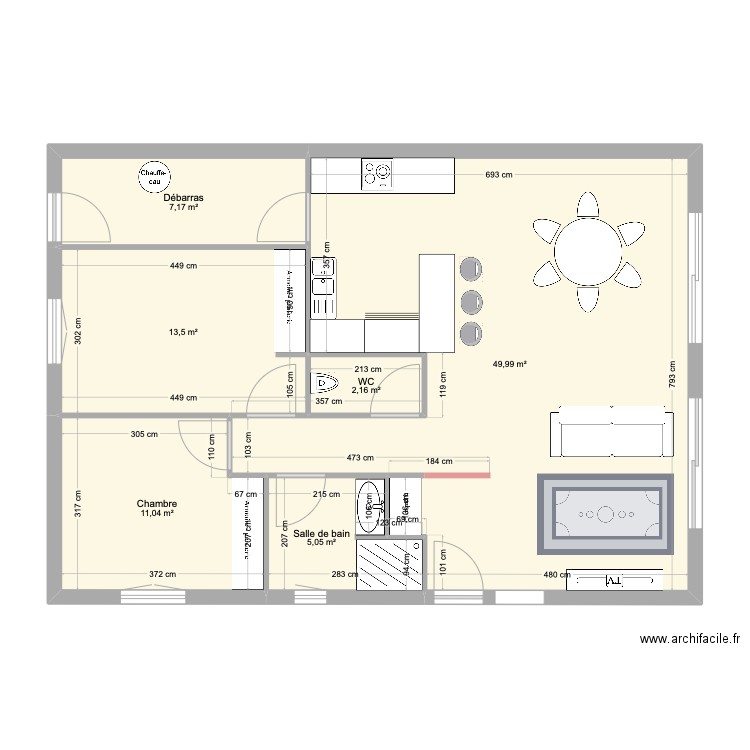 PROJET THIBAUD ELINE 2. Plan de 6 pièces et 89 m2