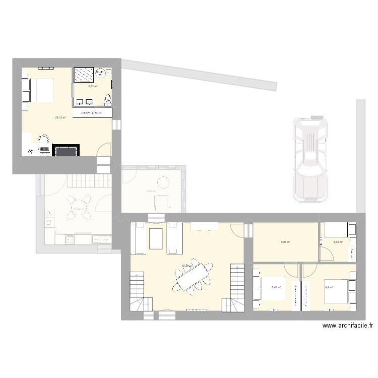 Gigny V2 proposition seb. Plan de 16 pièces et 270 m2