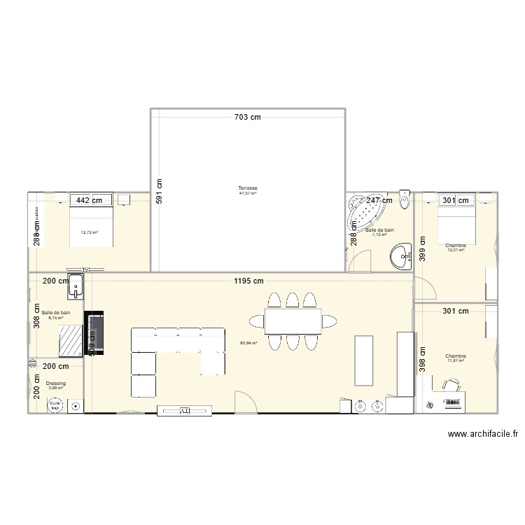 plan maison . Plan de 8 pièces et 156 m2