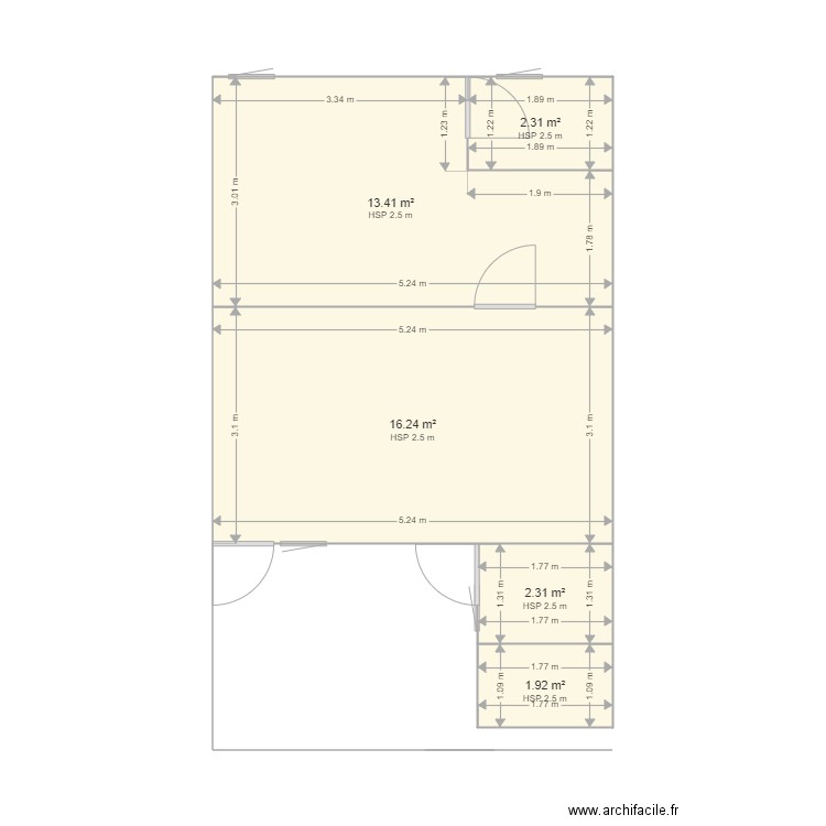 version simple ch salon lycee. Plan de 5 pièces et 36 m2