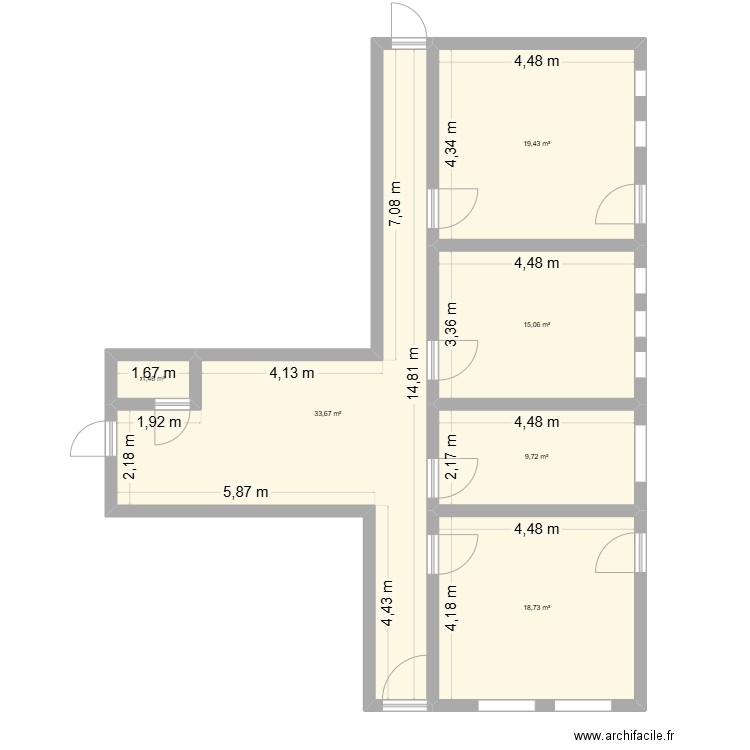 plan coté. Plan de 6 pièces et 98 m2