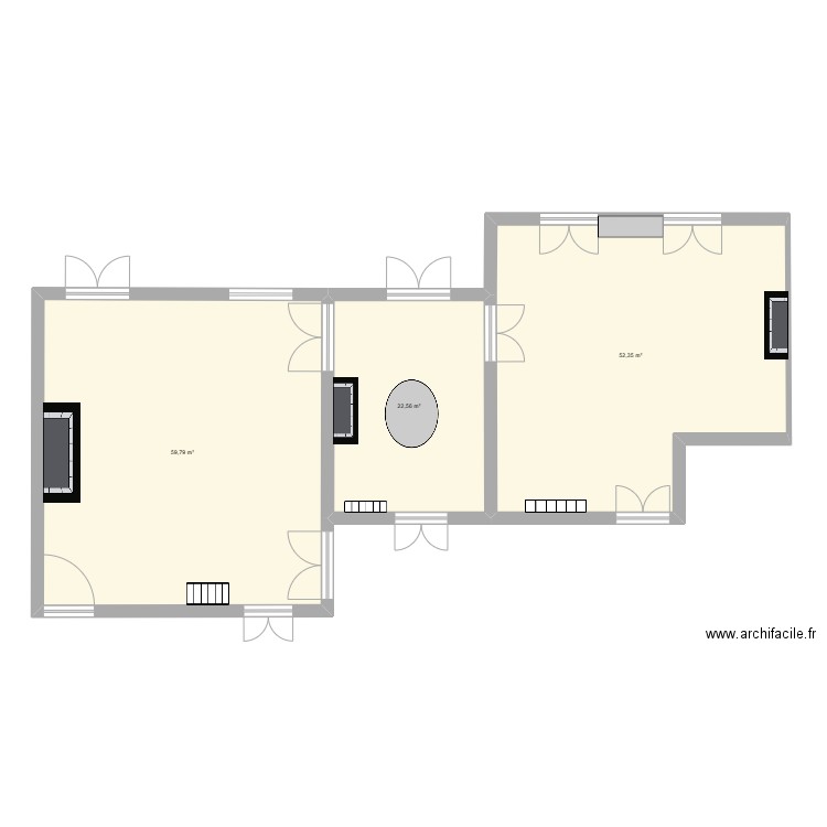 RDC Château. Plan de 3 pièces et 135 m2